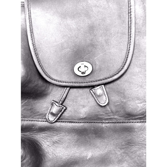 Vintage Coach Black Leather Daypack Backpack Y2K 90s Purse - Picture 15 of 16